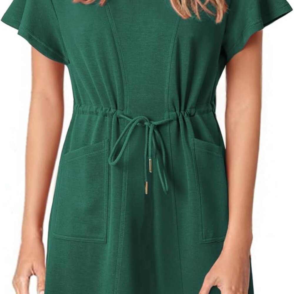Women's Summer Dress Casual Flowy A-Line Mini Dress With Pockets Size M